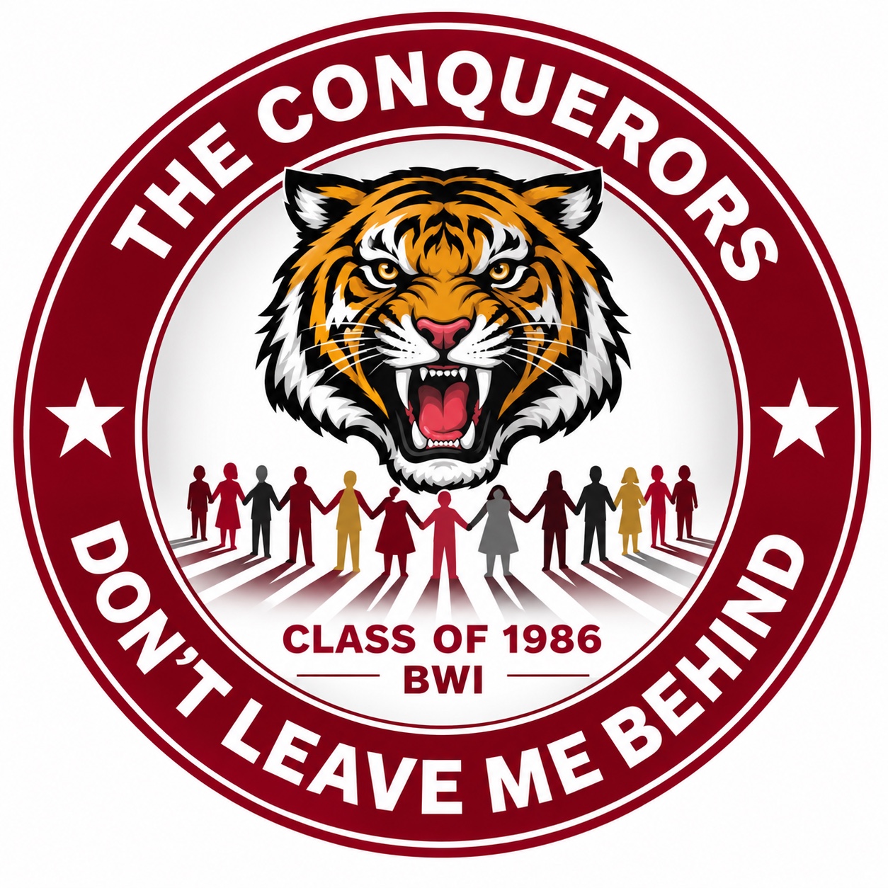 The Conquerors Class of 1986 seal featuring a tiger emblem